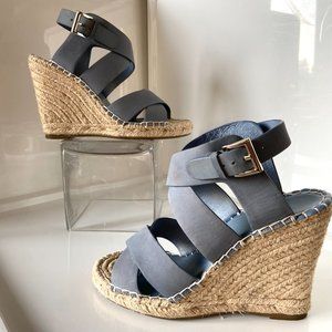 Joie Blue Suede Espadrille/Wedge Heel Sandals Size 7 (EU: 37)